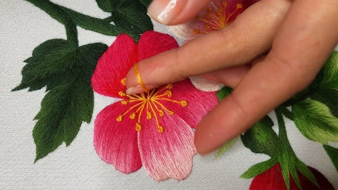 textured embroidery flower